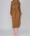 FORE CAFE TURTLENECK SWEATER DRESS IN BROWN