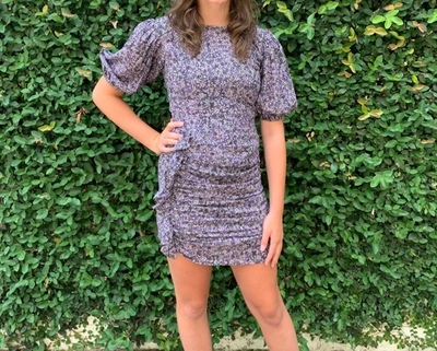 Olivaceous Floral Ruffled Dress In Purple