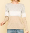 MYSTREE COLOR BLOCK KNIT BLOUSE IN IVORY & NUDE