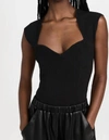 Simkhai Barbara Compact Rib Sweetheart Bodysuit In Black