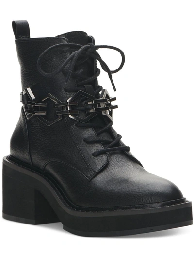Vince Camuto Keltana Womens Zipper Leather Combat & Lace-up Boots In Black