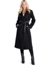 Tahari Juliette Womens Wool Blend Faux Leather Trim Wool Coat In Black