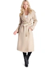 Tahari Juliette Womens Wool Blend Faux Leather Trim Wool Coat In Beige
