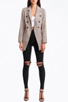 Belle & Bloom Double-breasted Prince Of Wales Checked Woven Blazer In Brown/pink In Beige