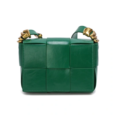 Tiffany & Fred Paris Woven Leather Crossbody Bag In Green