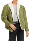 BLANKNYC WOMENS FAUX FUR TRIM QUILTED PUFFER JACKET