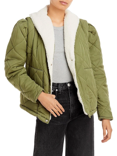 Blanknyc Womens Faux Fur Trim Quilted Puffer Jacket In Green