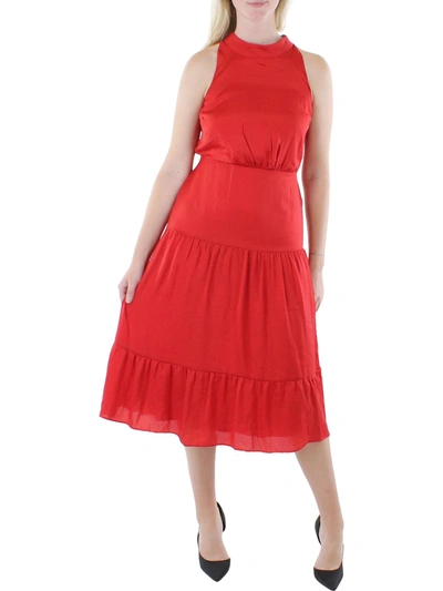 Sam Edelman Womens Satin Sleeveless Midi Dress In Red