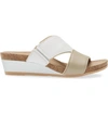 NAOT TIARA WEDGE SANDAL IN SOFT BEIGE/SOFT WHITE LEATHER