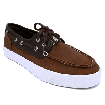 Nautica Spinnaker Mixed-media Boat Shoe In Brown