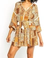 OLIVACEOUS BOHO PATCHWORK DRESS IN MUSTARD