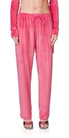 PRISCAVERA VELOUR TRACK PANTS IN HOT PINK