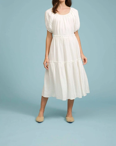 Lucy Paris Maddox Tiered Midi Dress In White