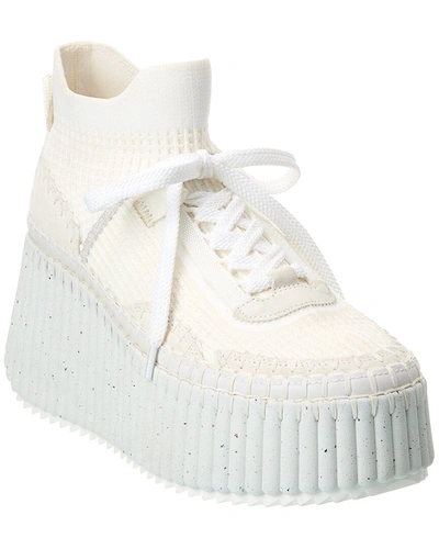 Chloé Nama Knit Platform Sneaker In White