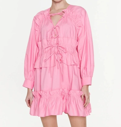 Msgm Ruffled-trim Cotton Dress In Pink