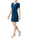 CONNECTED APPAREL PETITES WOMENS TIERED COCKTAIL DRESS