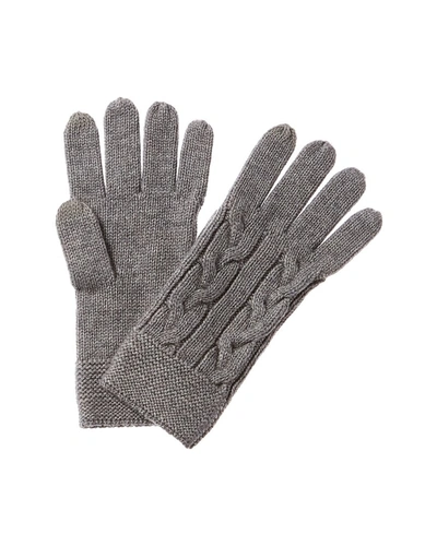 Forte Cashmere Luxe Cable Wool-blend Gloves In Grey