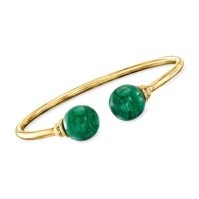 Ross-simons Malachite Cuff Bracelet In 18kt Gold Over Sterling In Green