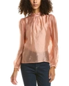 Gracia Sheer Mock Neck Top In Pink