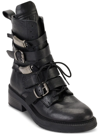 Dkny Womens Leather Strappy Ankle Boots In Black
