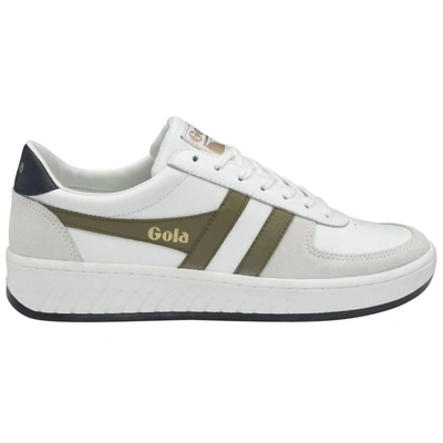 Gola Grand Slam Classic Sneaker In Wht/khaki/navy In White
