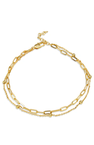 Savvy Cie Jewels 18k Gold Plated Layered Chain Anklet In Yellow