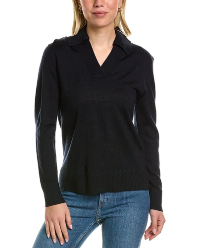 Mt By Madeleine Thompson Polo Collar Wool-blend Sweater In Black