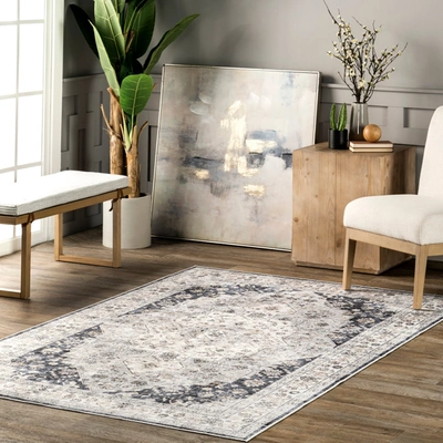 Nuloom Machine Washable Casey Persian Stain Repellent Area Rug In Navy