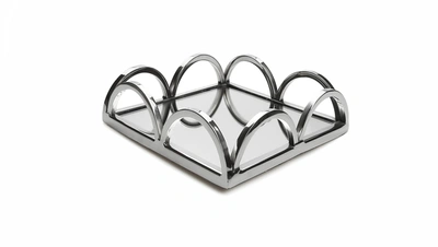 Classic Touch Decor Square Napkin Holder/ Mirror Tray With Loop Design