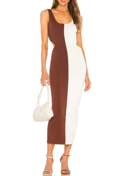 Ronny Kobo Angua Knit Dress In Eggshell/shaved Chocolate In White