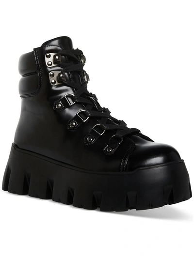Madden Girl Womens Lace-up Lug Sole Ankle Boots In Black