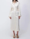 Simkhai Rhoda Crochet-trimmed Satin Midi Dress In White