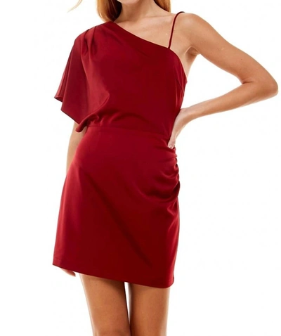Tcec One Shoulder Spaghetti Strap Dress In Burgundy In Red