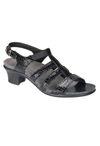 Sas Allegro Heel Strap Sandal - Wide In Black Croc In Black