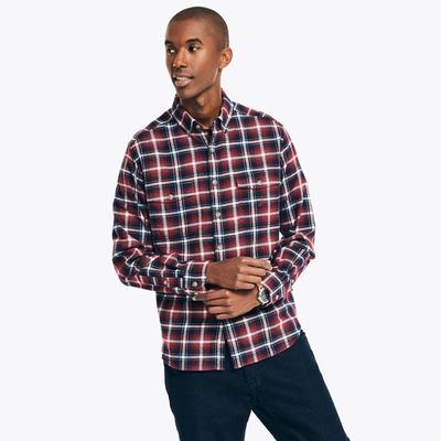 Nautica Mens Sustainably Crafted Plaid Flannel Shirt In Red
