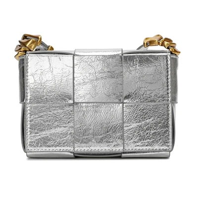 Tiffany & Fred Paris Woven Leather Crossbody Bag In Silver