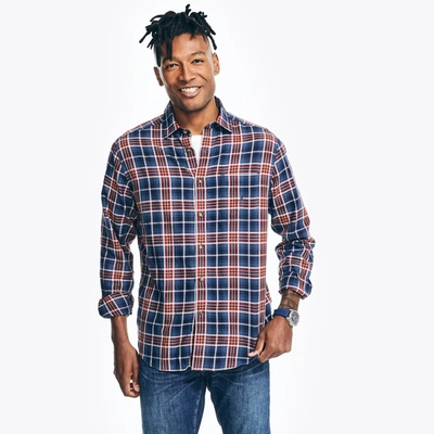 Nautica Mens Sustainably Crafted Plaid Shirt In Blue