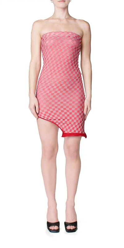 Maison Margiela Convertible Jacquard Check Dress/top In Red/white
