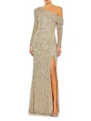 Mac Duggal Sequined One Shoulder Evening Gown In Multi