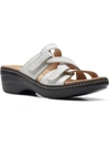 Clarks Merliah Karli Womens Faux Leather Slip On Wedge Sandals In White