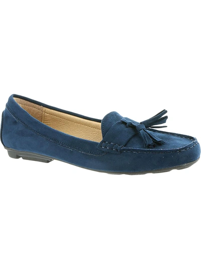 Masseys Cate Womens Suede Slip On Moccasins In Blue