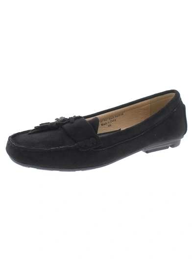 Masseys Cate Womens Suede Slip On Moccasins In Black