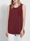 Lyssé Sleeveless Split Side Top In Wine In Red