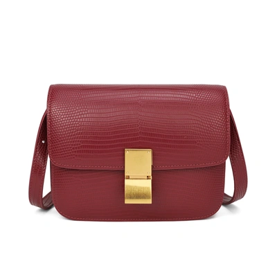 Tiffany & Fred Paris Tiffany & Fred Lizard Embossed Leather Crossbody/shoulder Bag In Red