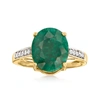 Canaria Fine Jewelry Canaria Emerald Ring With Diamond Accents In 10kt Yellow Gold In Green