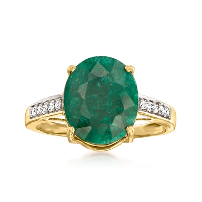 Canaria Fine Jewelry Canaria Emerald Ring With Diamond Accents In 10kt Yellow Gold In Green