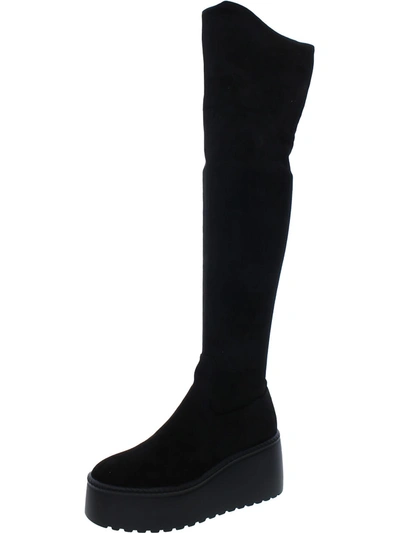 Nine West Cellie Womens Faux Suede Tall Over-the-knee Boots In Black