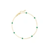 RS PURE BY ROSS-SIMONS EMERALD BEAD STATION PAPER CLIP LINK ANKLET IN 14KT YELLOW GOLD