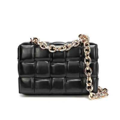 Tiffany & Fred Paris Full-grain Woven Lambskin Leather Shoulder Bag In Black