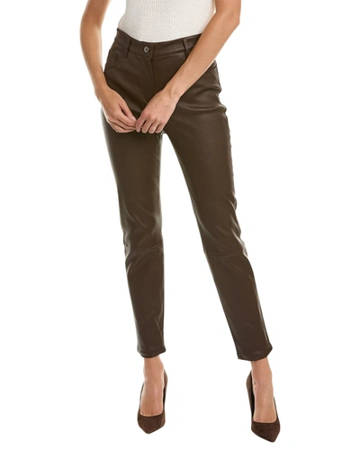 Brunello Cucinelli Leather Pant In Brown
